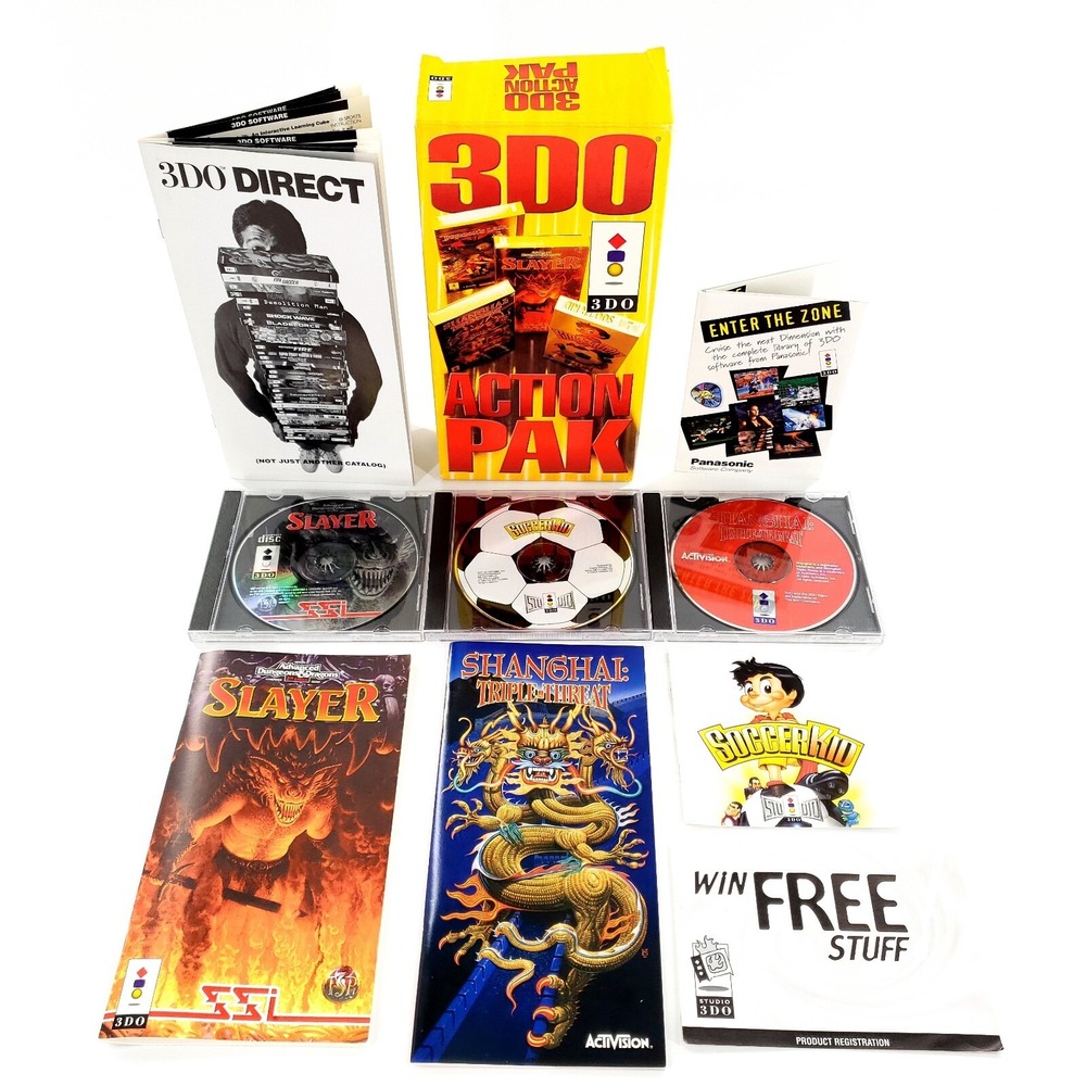 Panasonic 3DO Action Pack Slayer, Shanghai, Soccer Near Complete No Dragons Lair
